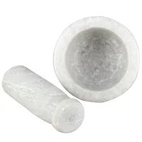 Surva Cart Handmade White Marble Stone Bowl Shape Mortal Pestle Hamam Dasta Crusher-thumb3