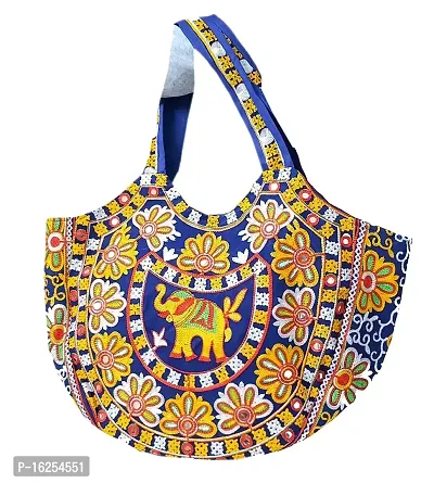 Surva Cart Handicraft Elephant Embroidery Boho Bag/Banjara Shoulder Bag/Tote Shoulder Handbag | SBP-68 | Blue