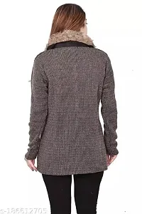 Women Self Design Round Neck Fawn Sweater-thumb1