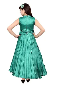 Girls Maxi/Full Length Party Dress (Green, Sleeveless)-thumb1