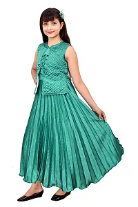 Girls Maxi/Full Length Party Dress (Green, Sleeveless)-thumb2