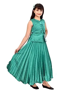 Girls Maxi/Full Length Party Dress (Green, Sleeveless)-thumb3