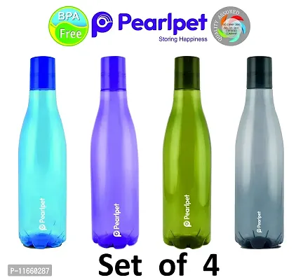 PEARLPET Throttle - BPA-free Plastic Water Bottle Set of 4 Pcs , Each 1000ml, Multicolor-thumb2