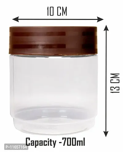 PEARLPET Modedge Plastic Jar Airtight Stackable Container for Kitchen Storage with Spoon, Set of 2 Pieces , Brown, 1800 ML-thumb3