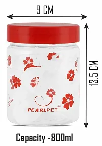 PEARLPET Transparent Blossom Printed Container for Kitchen Storage Set , Plastic with Red LID, 200 ML , 500 ML , 800ML Set of 9 Pieces-thumb2