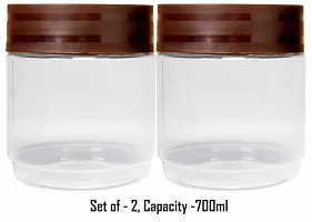 PEARLPET Modedge Plastic Jar Airtight Stackable Container for Kitchen Storage with Spoon, Set of 2 Pieces , Brown, 1800 ML-thumb3