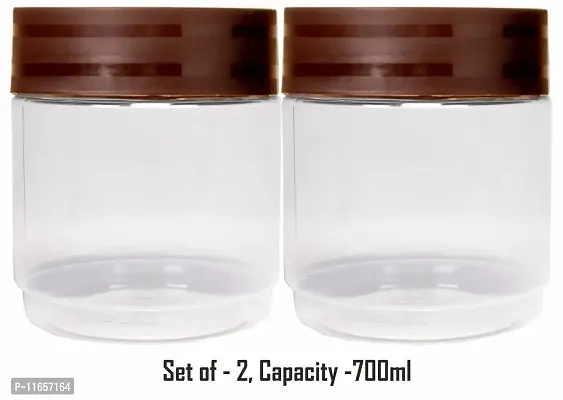 PEARLPET Modedge Plastic Jar Airtight Stackable Container for Kitchen Storage with Spoon, Set of 2 Pieces , Brown, 1800 ML-thumb4