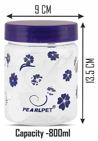 PEARLPET Transparent Blossom Printed Container for Kitchen Storage Set , Plastic with Blue LID, 200 ML , 500 ML , 800ML Set of 9 Pieces-thumb4