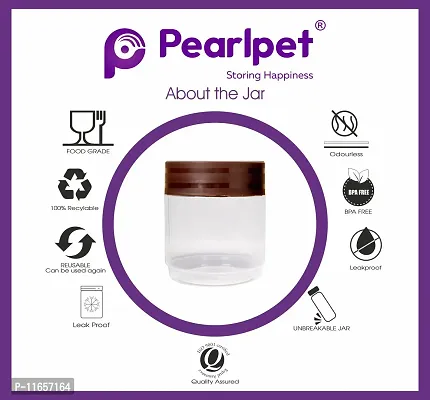 PEARLPET Modedge Plastic Jar Airtight Stackable Container for Kitchen Storage with Spoon, Set of 2 Pieces , Brown, 1800 ML-thumb5