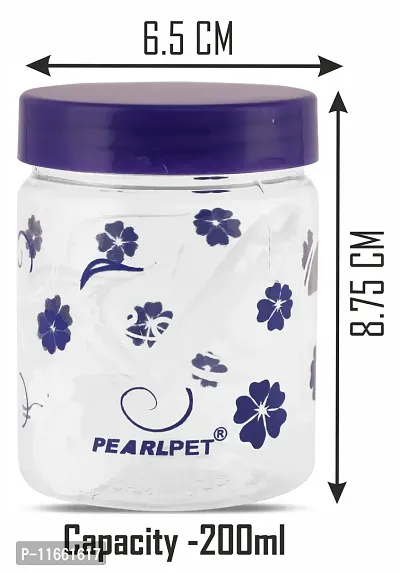 PEARLPET Transparent Blossom Printed Container for Kitchen Storage Set , Plastic with Blue LID, 200 ML , 500 ML , 800ML Set of 9 Pieces-thumb3