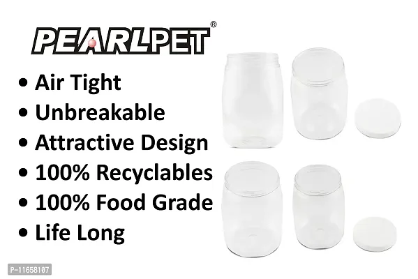 PEARLPET Space Saver Air Tight Kitchen Storage Container Transparent Jar Set 800 gm Pack of 6,Plastic-thumb4