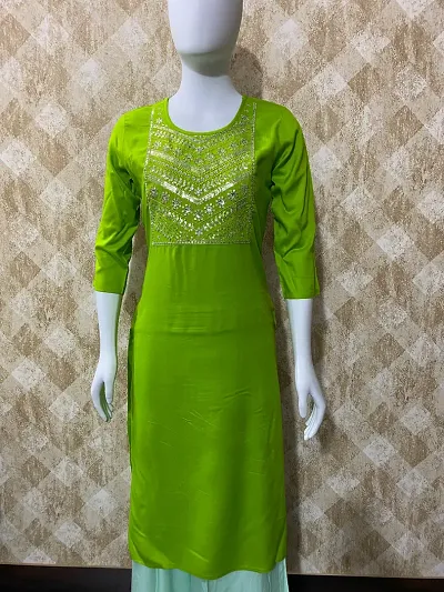 Rayon Embroidered Kurti for Women