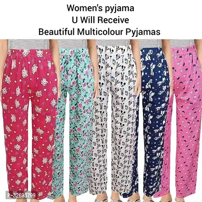 Stylish Cotton Printed Lounge Pants for Women Pack of 5-thumb0