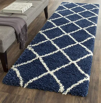 ROYAL TREND Modern Microfibre Polyester Shaggy Bedside Runner, Soft Rug for Bedroom Living Room Kitchen- 22x55 Inch