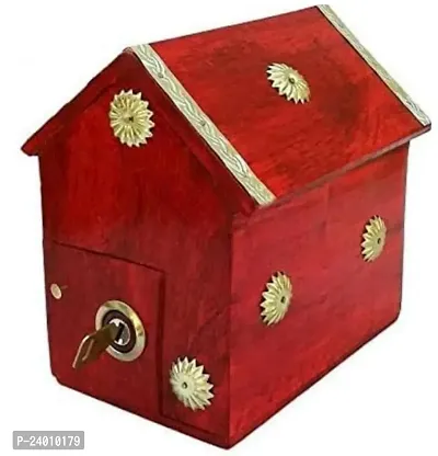 Home Style Wooden Coin Money Piggy Bank Saving Box Gift for Kids Boys Girls Toy Red-thumb0