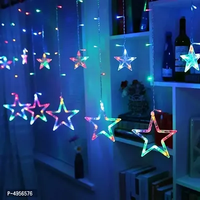 Curtain String Lights, 12 Stars 138 LED Window Curtain Lights Star Lights Diwali Decoration String Lights for Christmas Wedding Party Home Garden, Multy Color