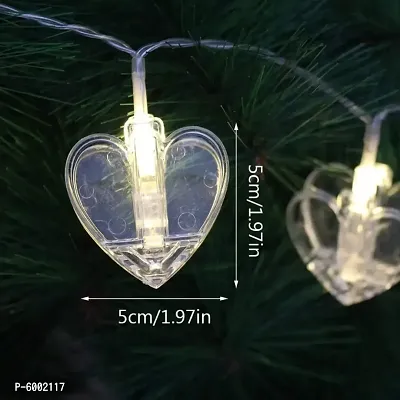 16 Photo Heart Shape Clip LED String Lights for Photo Hanging, Birthday, Festival, Wedding, Party for Home, Patio, Lawn, Restaurants Home Decoration (Warm White)-thumb2