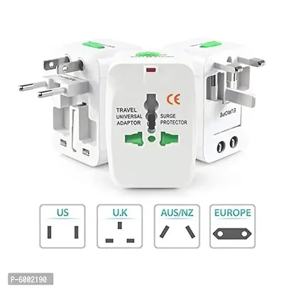 Universal International World Wide Travel Adapter Plug (Europe/UK/US/China/India) All in One Universal Travel Adapter Plug Surge Protector (White)-thumb0