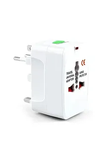 Universal International World Wide Travel Adapter Plug (Europe/UK/US/China/India) All in One Universal Travel Adapter Plug Surge Protector (White)-thumb1
