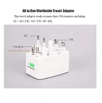 Universal International World Wide Travel Adapter Plug (Europe/UK/US/China/India) All in One Universal Travel Adapter Plug Surge Protector (White)-thumb2