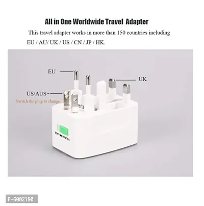 Universal International World Wide Travel Adapter Plug (Europe/UK/US/China/India) All in One Universal Travel Adapter Plug Surge Protector (White)-thumb3