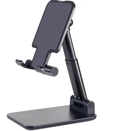 Foldable Mobile Stand HolderAngle and Height Adjustable Desk Cell Ph Mobile Holder (Black)-thumb0