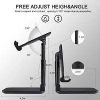Foldable Mobile Stand HolderAngle and Height Adjustable Desk Cell Ph Mobile Holder (Black)-thumb1