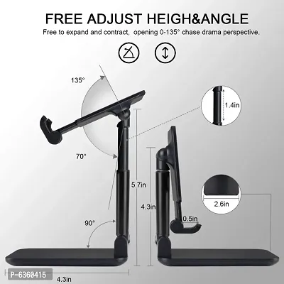 Foldable Mobile Stand HolderAngle and Height Adjustable Desk Cell Ph Mobile Holder (Black)-thumb2
