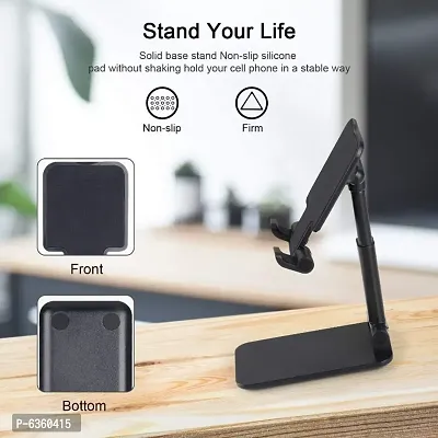 Foldable Mobile Stand HolderAngle and Height Adjustable Desk Cell Ph Mobile Holder (Black)-thumb4