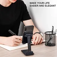 Foldable Mobile Stand HolderAngle and Height Adjustable Desk Cell Ph Mobile Holder (Black)-thumb2