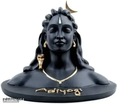 Adiyogi Shiva Statue Figurine For Car Dashboard Decorative Showpiece - 15 cm (Polyresin, Black)-thumb0