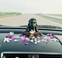 Adiyogi Shiva Statue Figurine For Car Dashboard Decorative Showpiece - 15 cm (Polyresin, Black)-thumb3