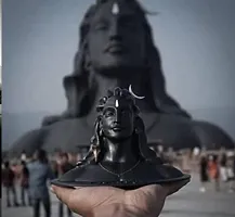 Adiyogi Shiva Statue Figurine For Car Dashboard Decorative Showpiece - 15 cm (Polyresin, Black)-thumb2