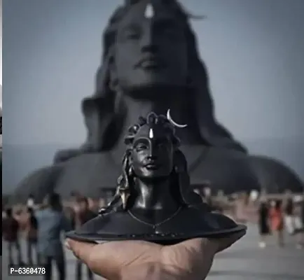 Adiyogi Shiva Statue Figurine For Car Dashboard Decorative Showpiece - 15 cm (Polyresin, Black)-thumb3