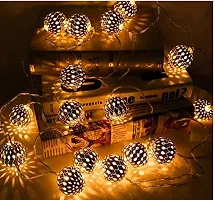 14 Led  Ball Shape Golden Metal String Light Plug-in Mode with Rice Metal Fairy Lights for Home Decoration, Diwali christmas Outdoor, Indoor, Festival Fancy Seasonal Indoor String Lights-thumb1