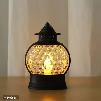 Smokeless Tealight Hanging Lantern Candle/Diya for Home office Festival Diwali Christmas Decorations *(Pack of 1, Black)