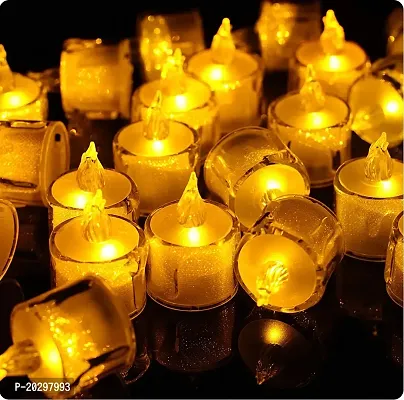 Smokeless and Flameless Acrylic Led Tea Light Candle for Outdoor and Indoor Festival Decoration(Set of 6)-thumb0