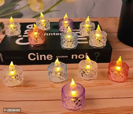 Smokeless and Flameless Acrylic 3D Led Tea Light Candle for Outdoor and Indoor Festival Decoration(Set of 6)-thumb3