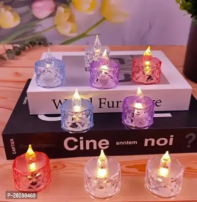 Smokeless and Flameless Acrylic 3D Led Tea Light Candle for Outdoor and Indoor Festival Decoration(Set of 6)-thumb2