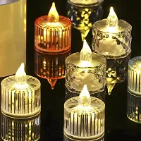 Smokeless and Flameless Acrylic 3D Led Tea Light Candle for Outdoor and Indoor Festival Decoration(Set of 6)-thumb3