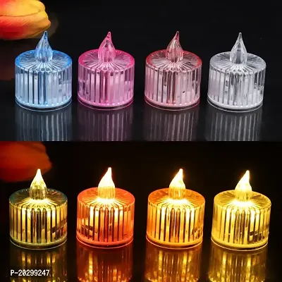 Smokeless and Flameless  Led Tea Light Acrylic 3D Candle for Outdoor and Indoor Festival Decoration(Set of 6,MultiColored)