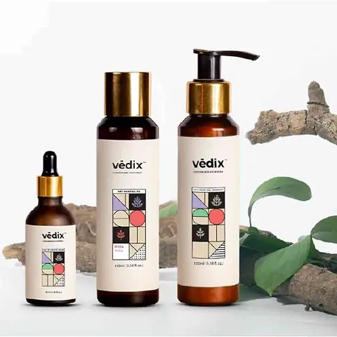 Vedix Ayurvedic Hair Care Combo Pack, Customized Anti Hair Fall Shampoo and Hair Oil for Normal/Oily Hair with Normal-Oily Scalp  Straight Hair - 200 ml
