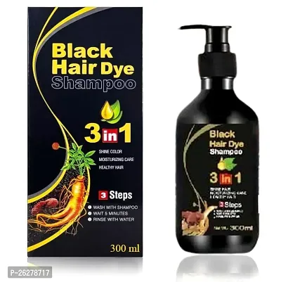 Herbal 3 in 1 Hair Dye Instant Black Hair Shampoo for Women  Men 300ml-thumb0