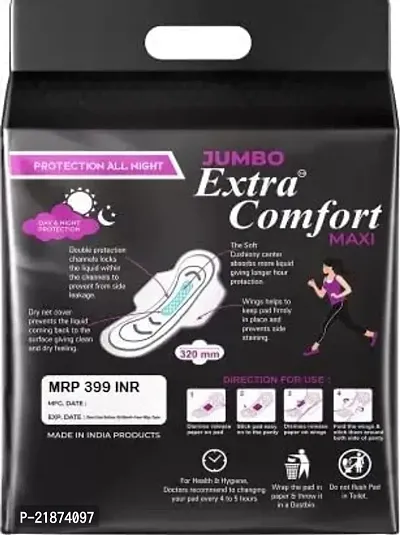 Jumbo Extra Comfort Maxi (sanitary pads) | XXXL (320mm) | New Of Advance Gel Technology Overnight Protection Sanitary Pads With Wings for Women (xxxl,Pack of 2 Total 80 Pads)-thumb3