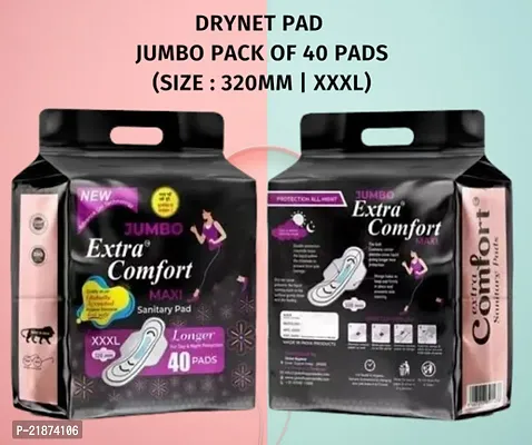 Extra Comfort XXXL 320 Mm Ultra Soft Thin Dry Cottony Sanitary Napkin Pad With Wing For Women, Girl Jumbo pack of 40 Pads Sanitary Napkins-thumb0