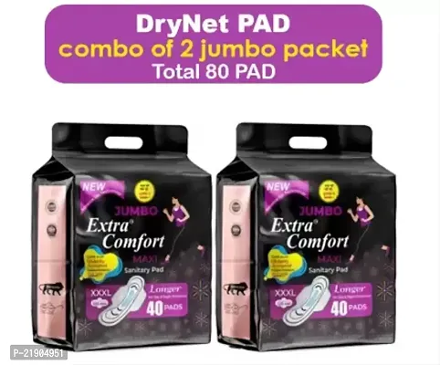 jumbo extra comfort New Gel Technology Best Quality Cotton Pads For Women 80 Sanitary Pad  (Pack of 80)-thumb0