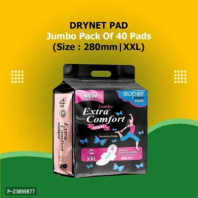 Extra Comfort XXL (Pack of 40) Dry Net Sanitary Pads For Women With Wings 280mm