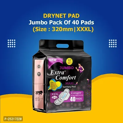 Jumbo Extra Comfort Maxi (sanitary pads) | XXXL (320mm) | New Of Advance Gel Technology Overnight Protection Sanitary Pads With Wings for Women (xxxl,Pack of 1 Total 40 Pads)-thumb0