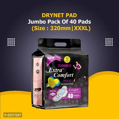 Jumbo Extra Comfort Sanitary Pads for Women|40 Pads|XXXL+|Hygiene  Comfort|Soft Wings-thumb0