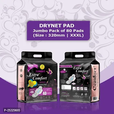 Jumbo Extra Comfort Sanitary Pads for Women with Wings | Dry-net Soft  Comfortable Sanitary Napkins for Day  Night Protection -320 MM Maxi (40 PADS + 40 PADS ) Sanitary Pad  (Total 80)-thumb0